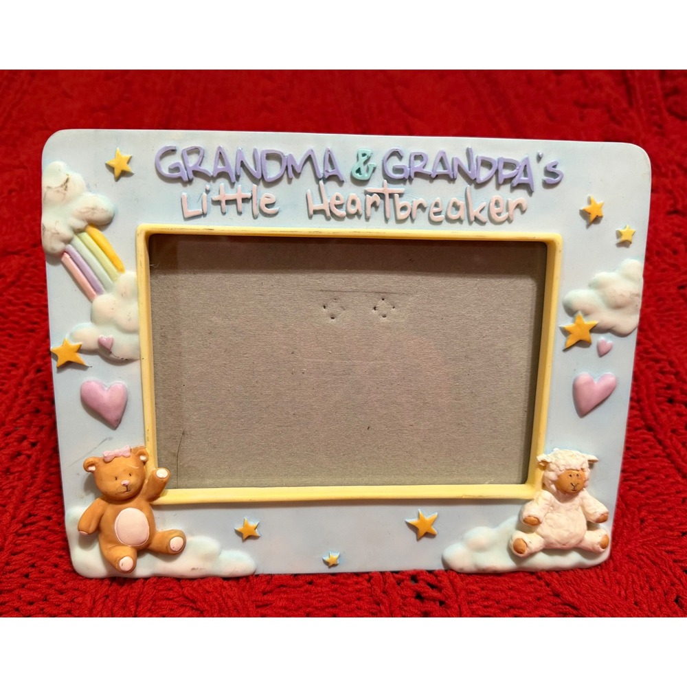 Russ Berrie Grandma & Grandpa's Little Heartbreaker Ceramic Picture Frame 24829